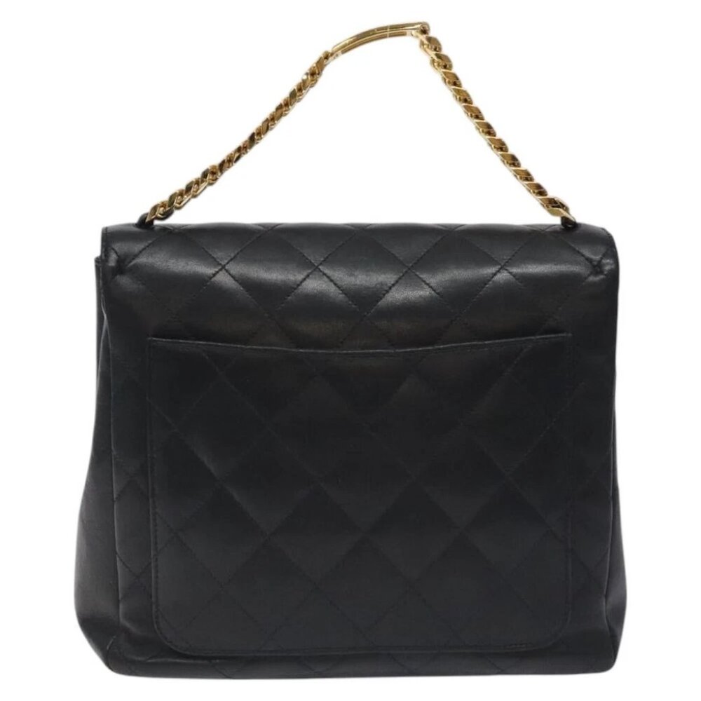 CHANEL Matelasse COCO Mark Chain Hand Bag Lamb Skin Black Gold CC Auth 129531V - Picture 5 of 14